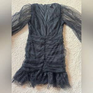 Forever21 Large black sheer polka dot dress Long sleeve